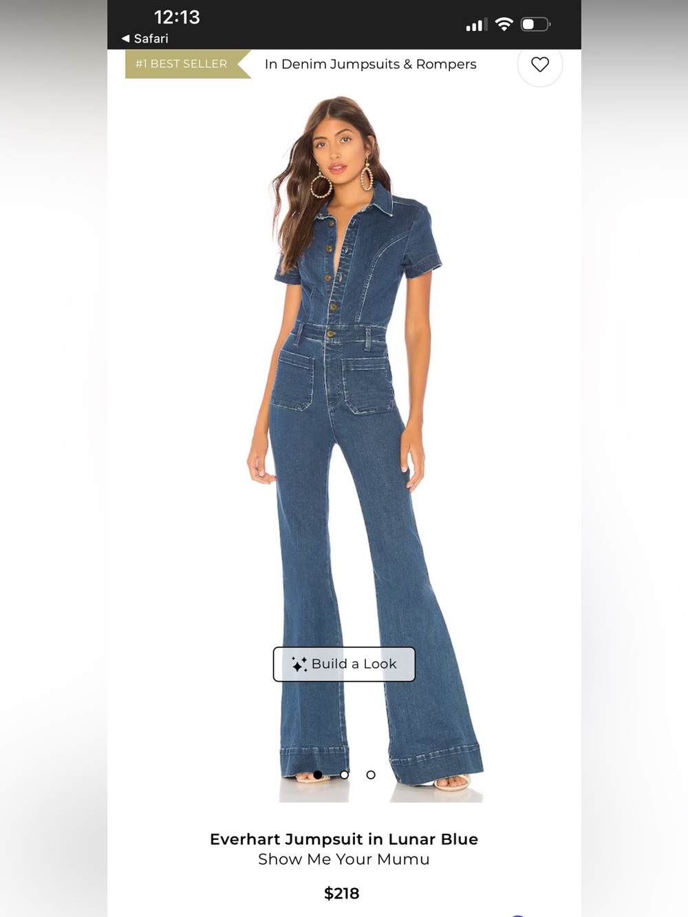 Show Me Your MuMu Lunar Blue Denim Flare Jumpsuit
